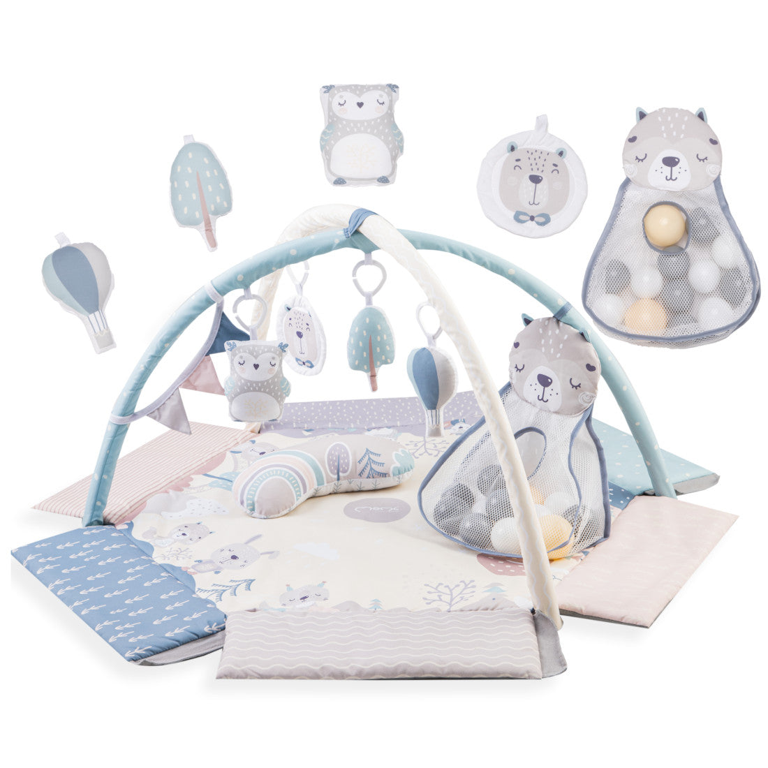 MoMi PASTEL, Babygym, lekmatta och bollhav i ett