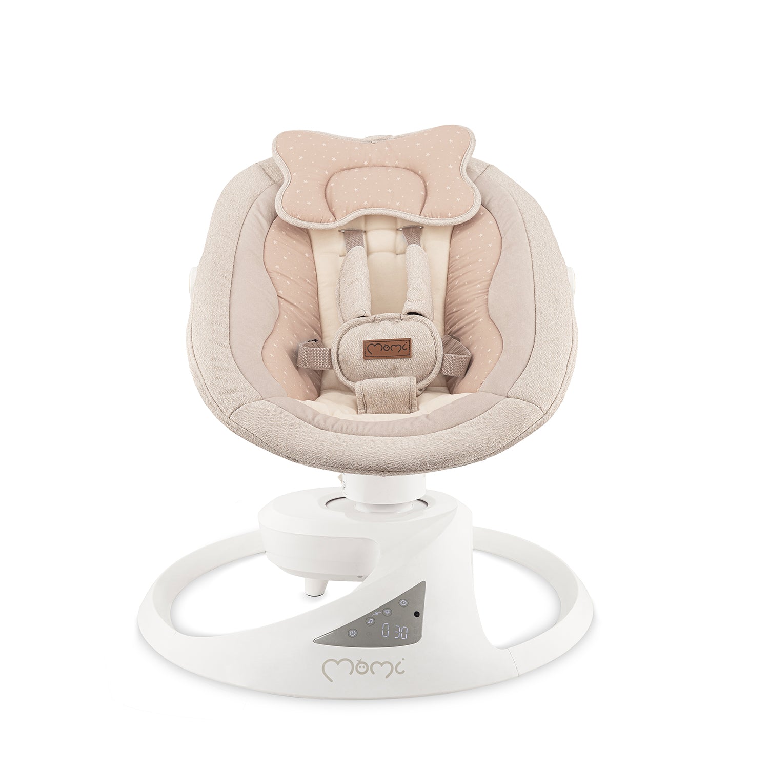 MoMi PEARL, Elektrisk babysitter med 360° rotation och Bluetooth Beige