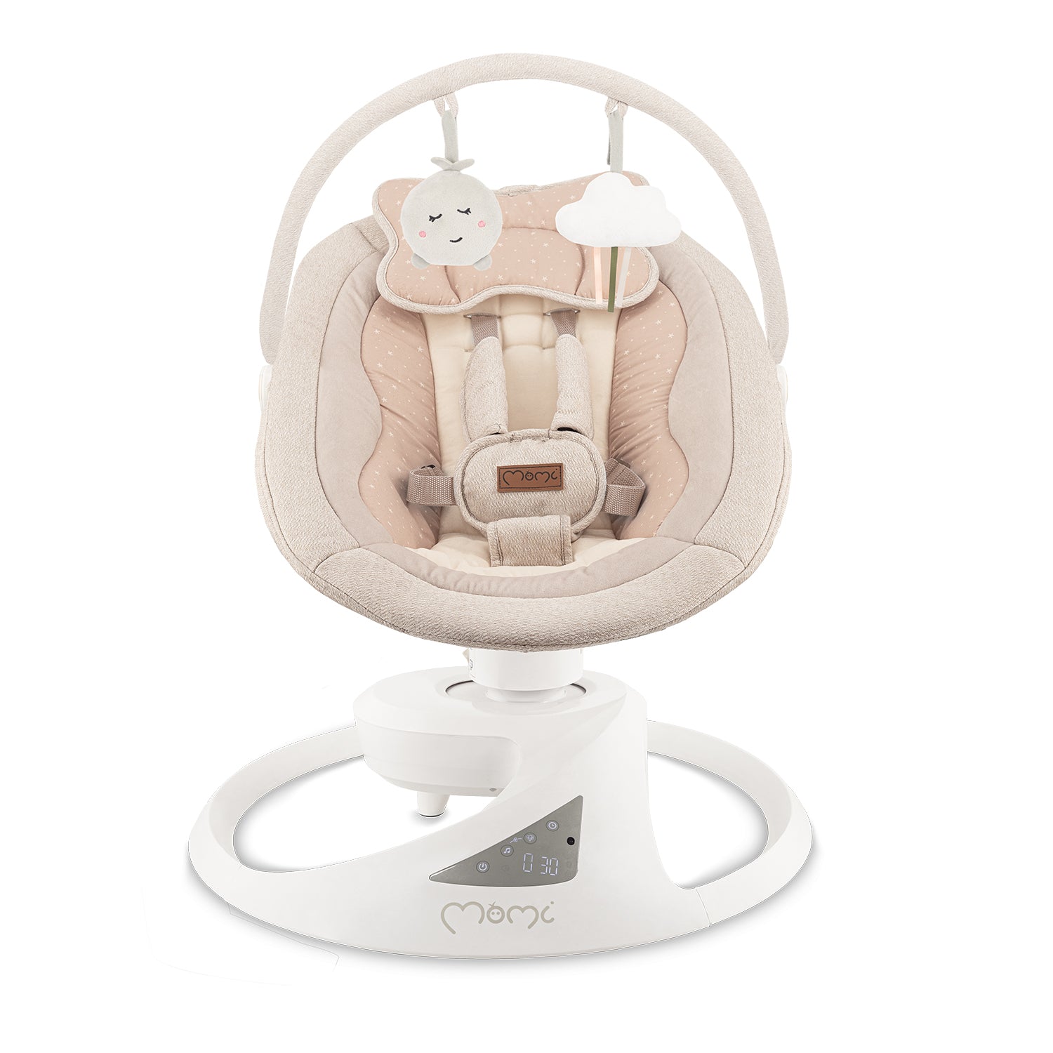 MoMi PEARL, Elektrisk babysitter med 360° rotation och Bluetooth Beige