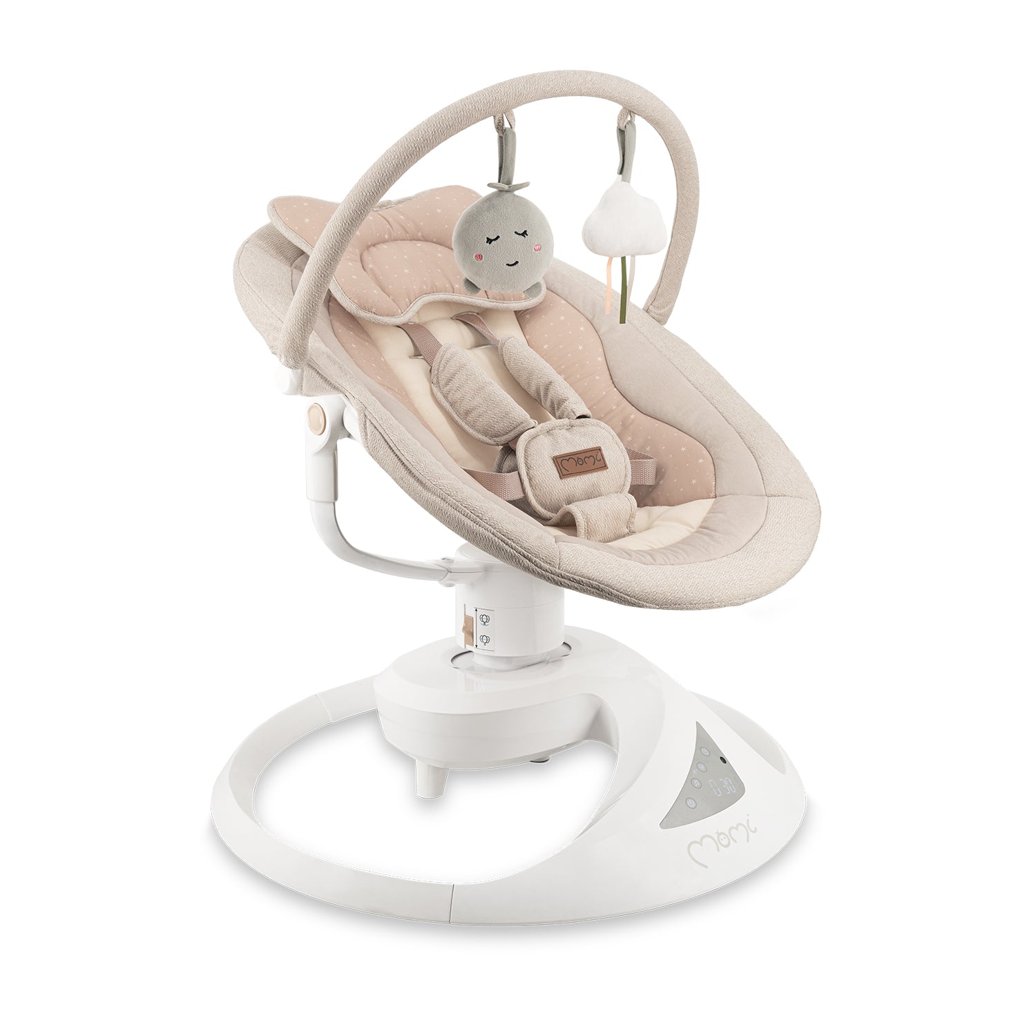 MoMi PEARL, Elektrisk babysitter med 360° rotation och Bluetooth Beige