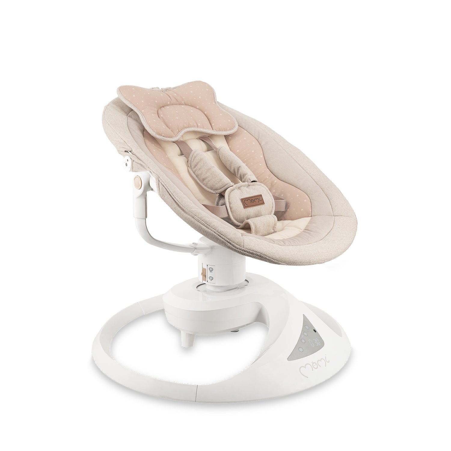 MoMi PEARL, Elektrisk babysitter med 360° rotation och Bluetooth Beige