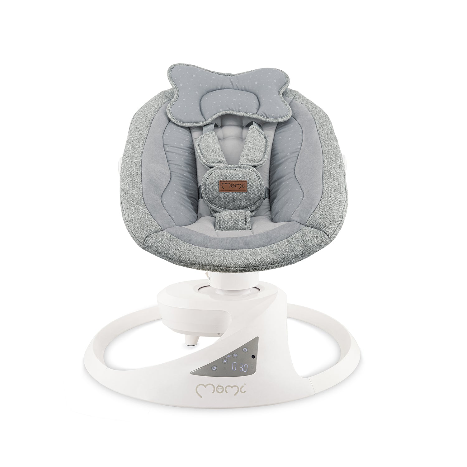 MoMi PEARL, Elektrisk babysitter med 360° rotation och Bluetooth Grå