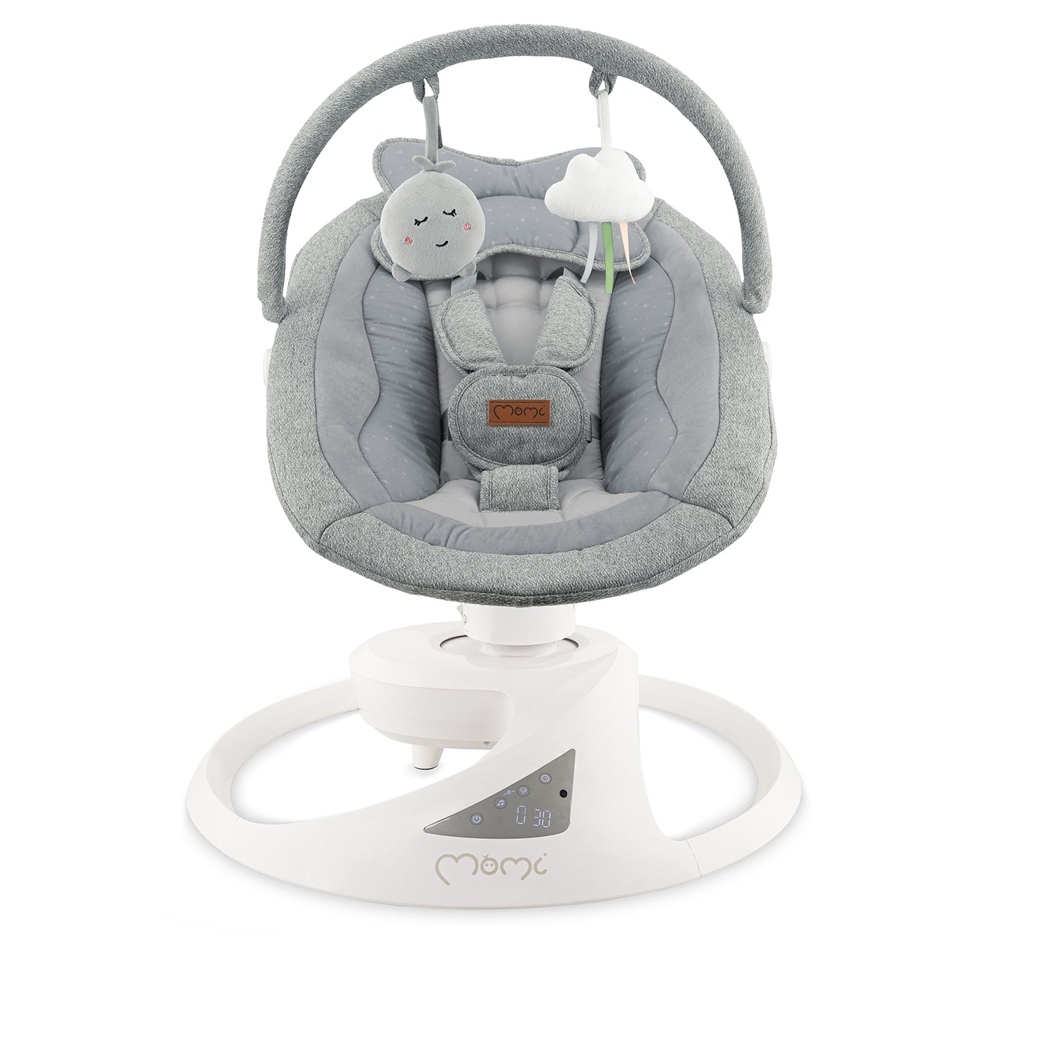 MoMi PEARL, Elektrisk babysitter med 360° rotation och Bluetooth Grå