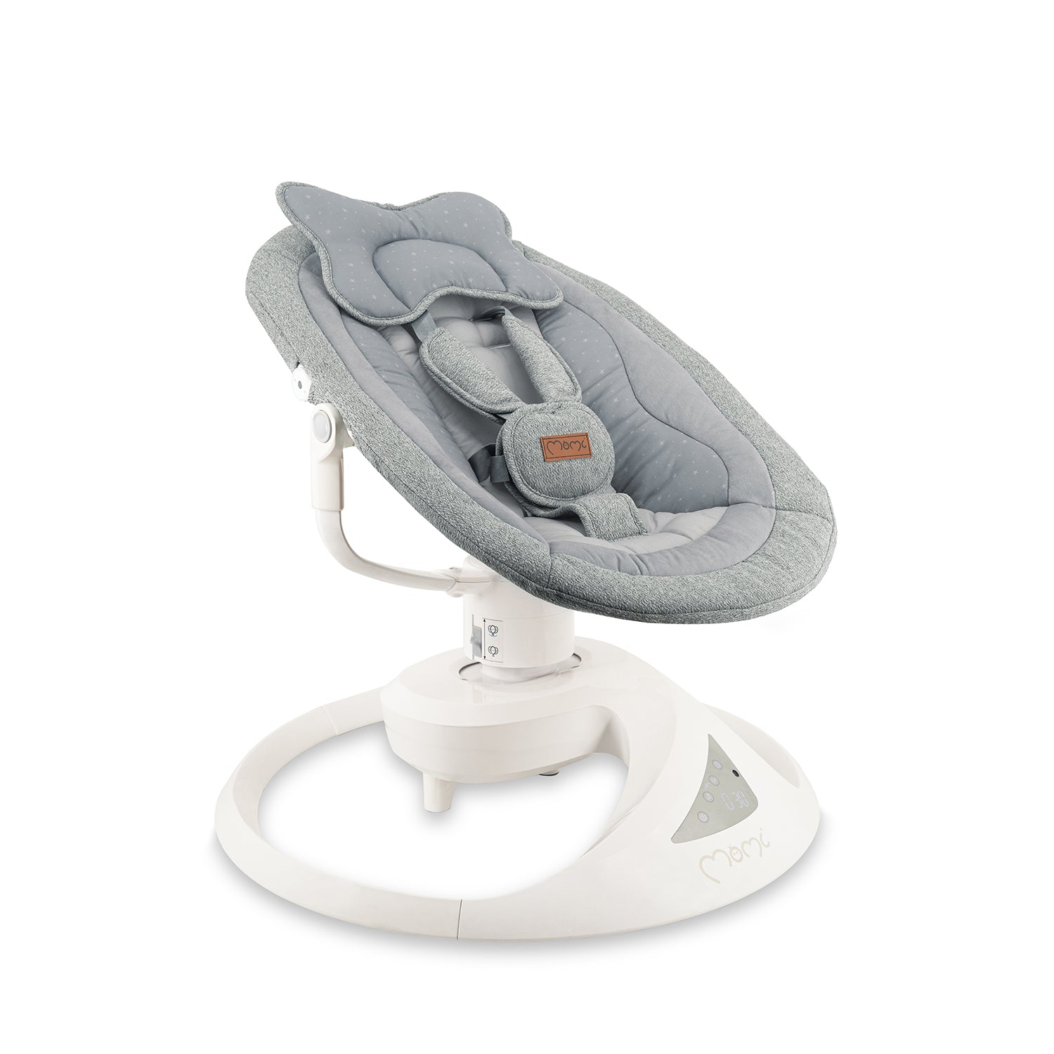 MoMi PEARL, Elektrisk babysitter med 360° rotation och Bluetooth Grå