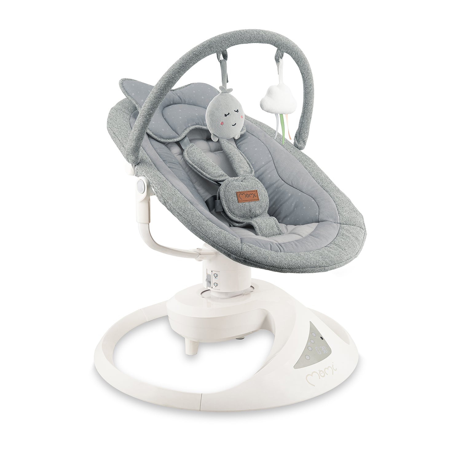 MoMi PEARL, Elektrisk babysitter med 360° rotation och Bluetooth Grå