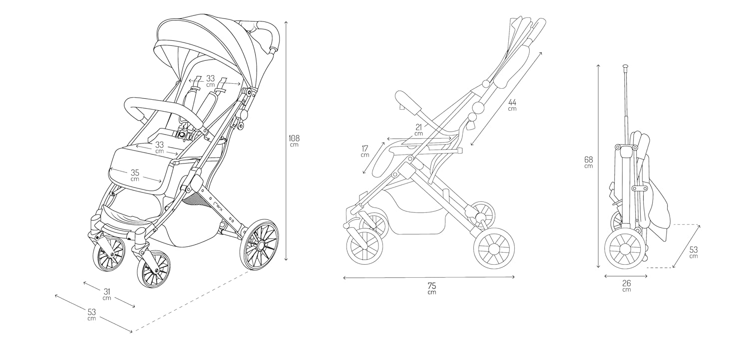 MoMi ESTELLE Stroller With Gold Frame, Green/Gold
