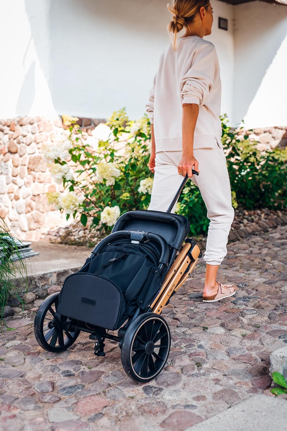 MoMi ESTELLE Stroller With Gold Frame, Green/Gold