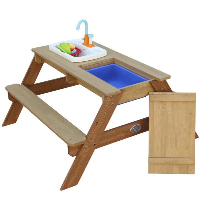AXI Emily picknickbord med bänk och krandrivet tvättställ och vatten/sandbehållare