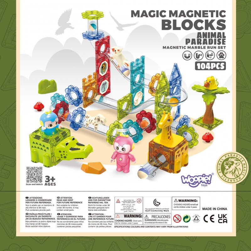 WOOPIE Magnetic Blocks Ball Track Animal Paradise 104 st.
