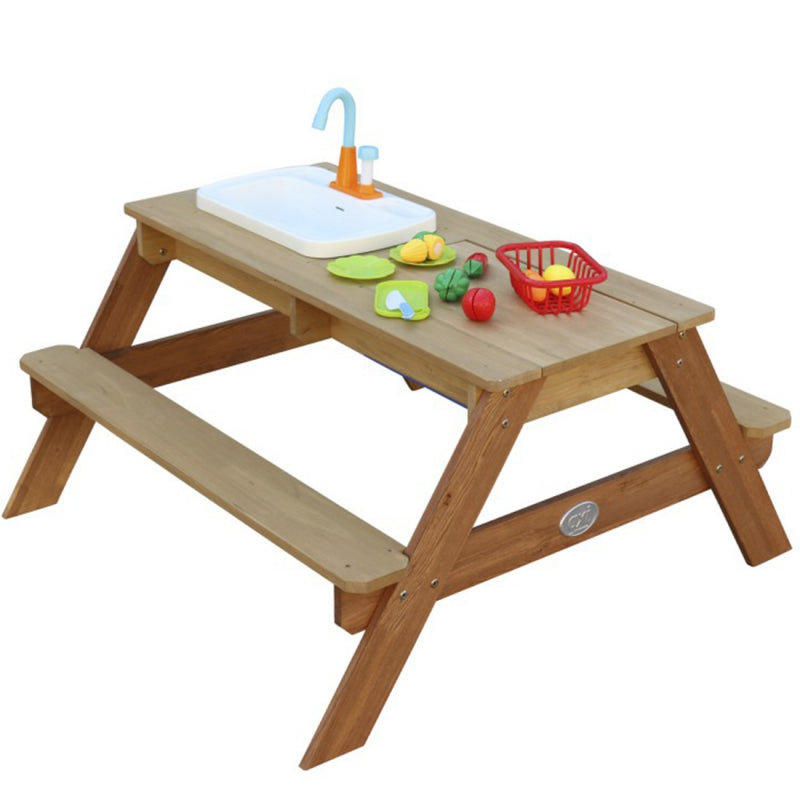 AXI Emily picknickbord med bänk och krandrivet tvättställ och vatten/sandbehållare