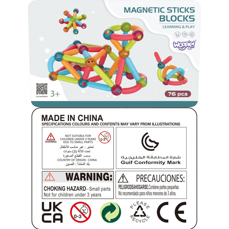 WOOPIE Magnetic Construction Building Blocks Educational 76 st.