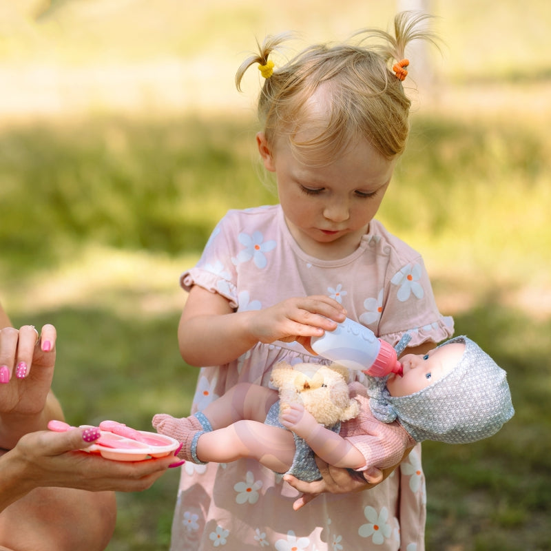 WOOPIE ROYAL Baby Doll 36 cm i teddybjörnskläder Mattillbehör