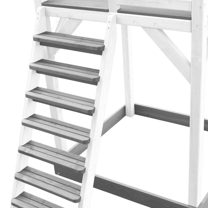 AXI Wooden Playground Grå och Vita Hus-rutschbana med gunga