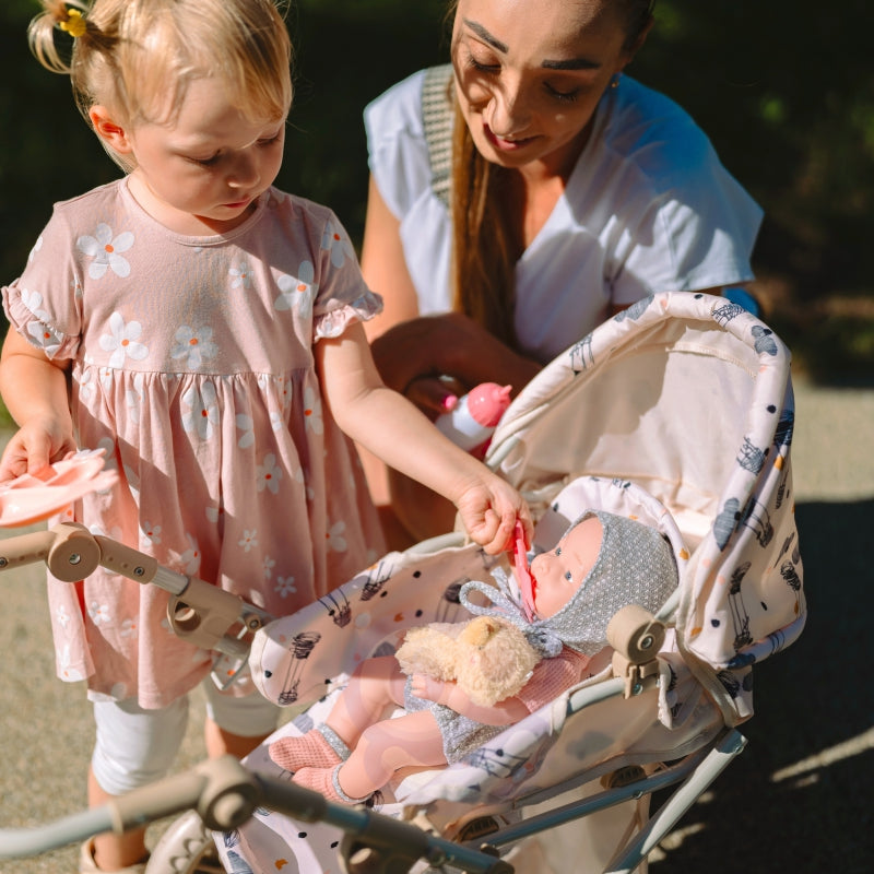 WOOPIE ROYAL Baby Doll 36 cm i teddybjörnskläder Mattillbehör