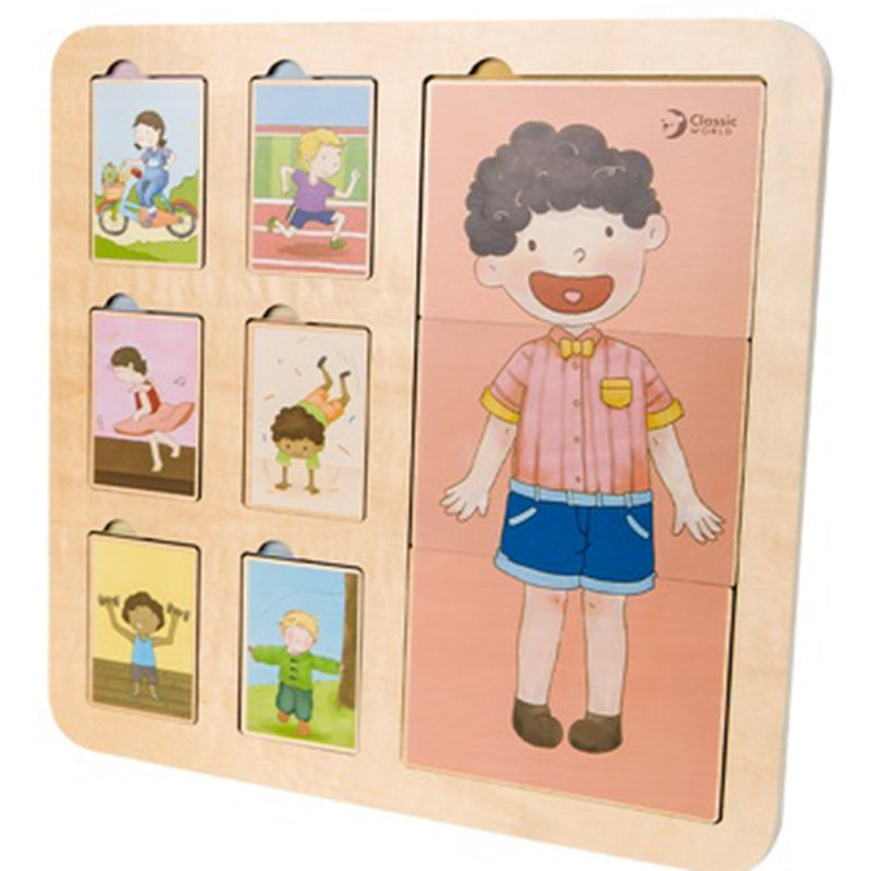 CLASSIC WORLD Educational Board Human Body Puzzle Bricks Puzzle for Children Match MONTESSORI 19 st.