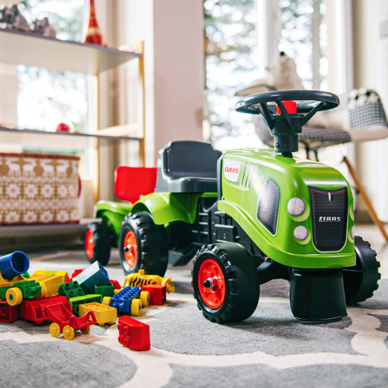 FALK Baby Claas Traktor Grön med Trailer + tillbehör. från 1 år