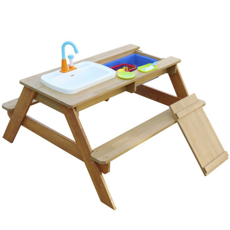 AXI Emily picknickbord med bänk och krandrivet tvättställ och vatten/sandbehållare