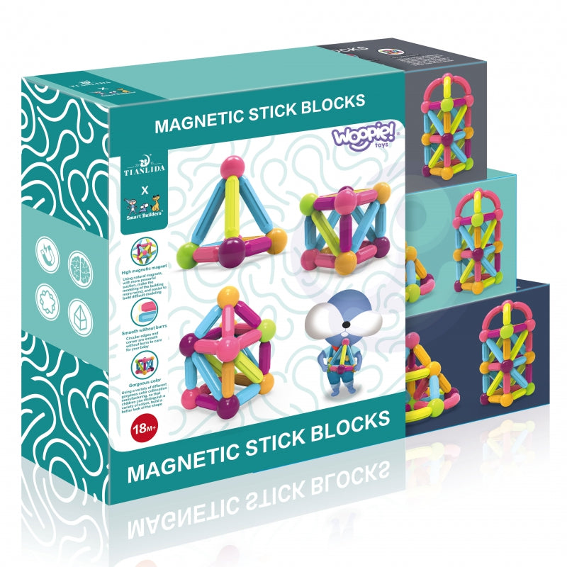 WOOPIE Magnetic Construction Building Blocks Educational Large Tjock 28 st.