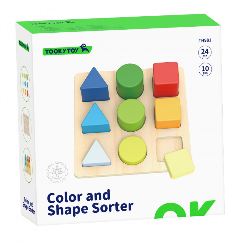 TOOKY TOY Pedagogiskt pussel av geometriska figurer