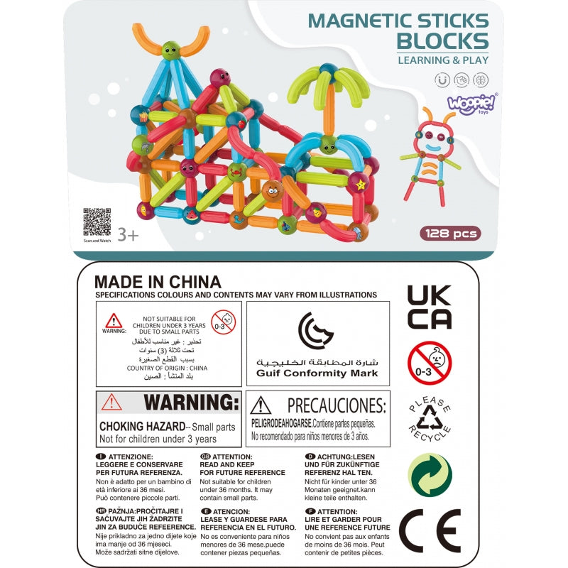 WOOPIE Magnetic Construction Building Blocks Educational 128 st.