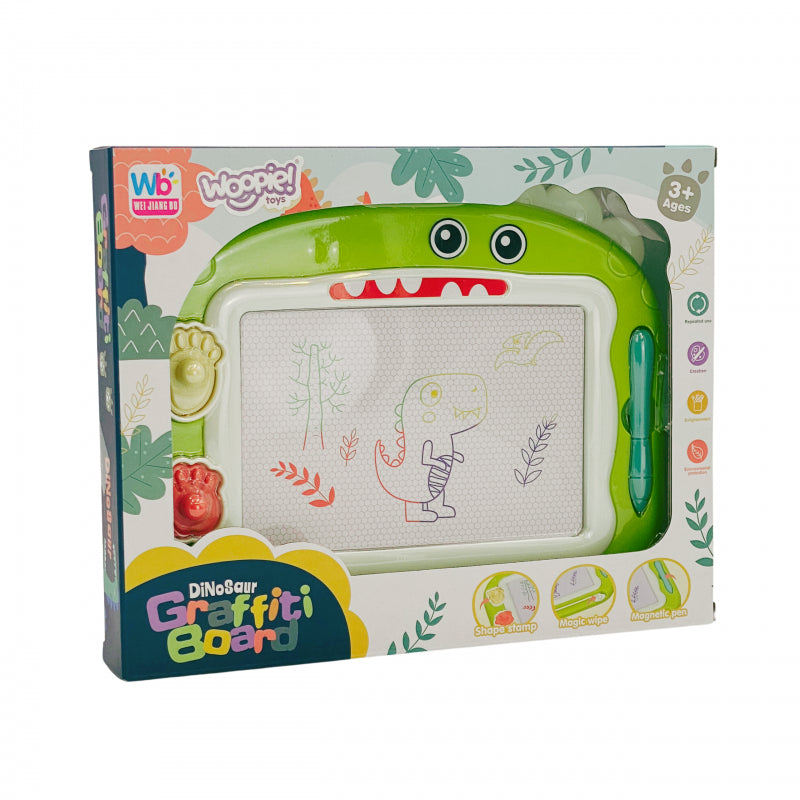 WOOPIE Scrapbook Färgglad magnettavla + 2 dinosauriestämplar