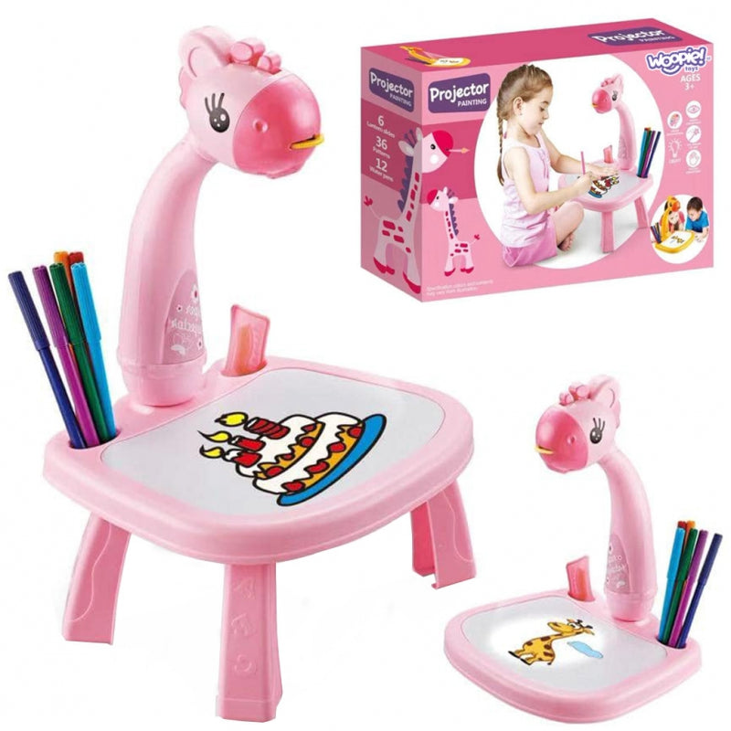WOOPIE Ritbräda Rosa Giraffe Projektor + Markörer