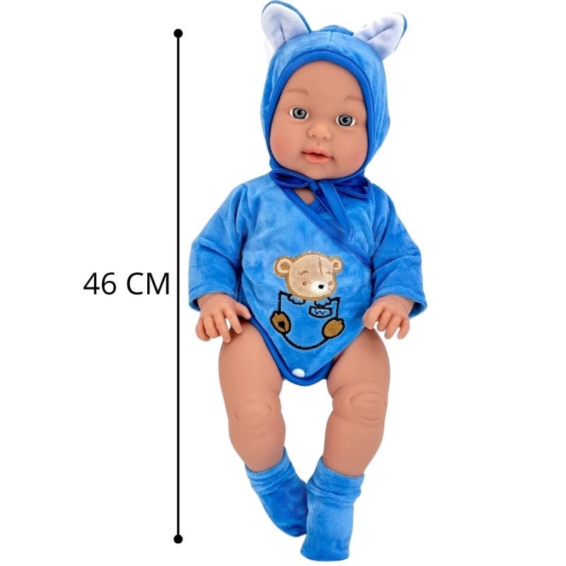 WOOPIE ROYAL Babydocka i teddybjörnskläder 46 cm