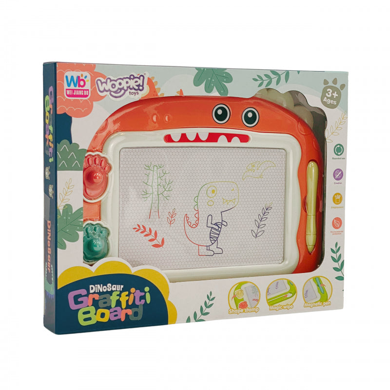 WOOPIE Scrapbook Färgglad magnettavla + 2 dinosauriestämplar