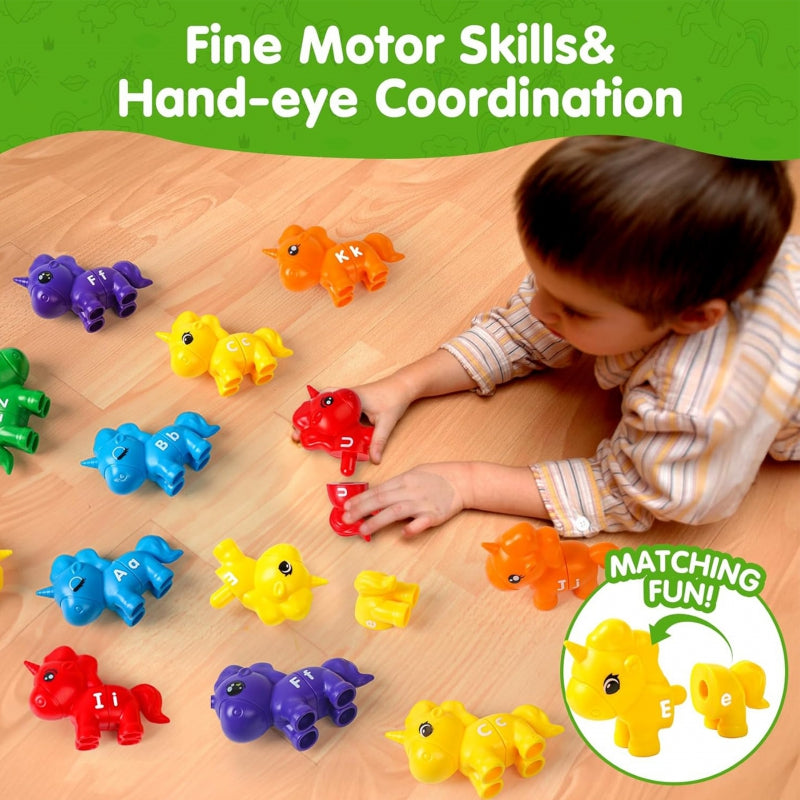 WOOPIE Montessorifigurer Utbildningsset Enhörningar för montering av "Match the Letters" 13 st.