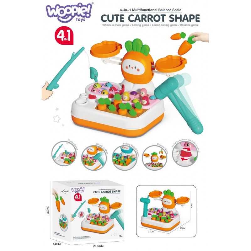 WOOPIE MONTESSORI Game 4in1 Fishing Scale Scale Hit the mole and morötter