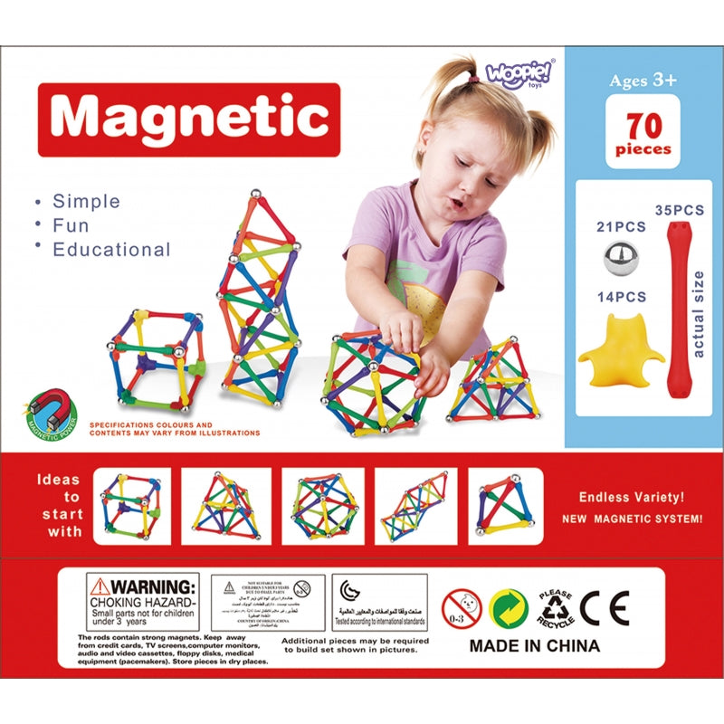 WOOPIE Magnetiska konstruktionsblock Creative Puzzle 70 st.