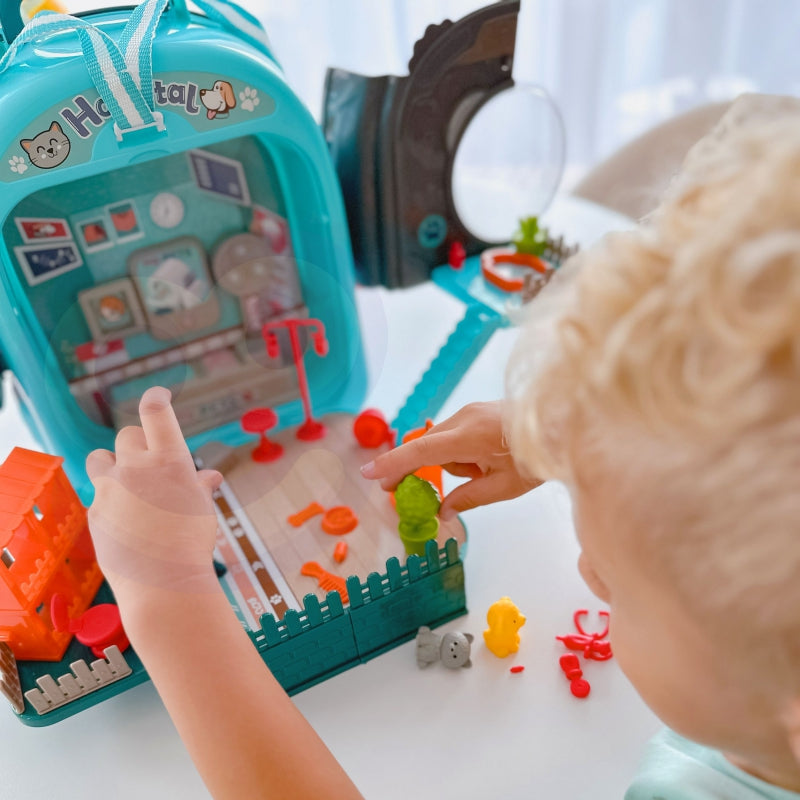 WOOPIE Little Vet Set 3-i-1 hundhus i en ryggsäck