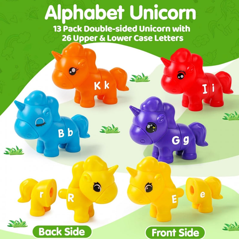 WOOPIE Montessorifigurer Utbildningsset Enhörningar för montering av "Match the Letters" 13 st.