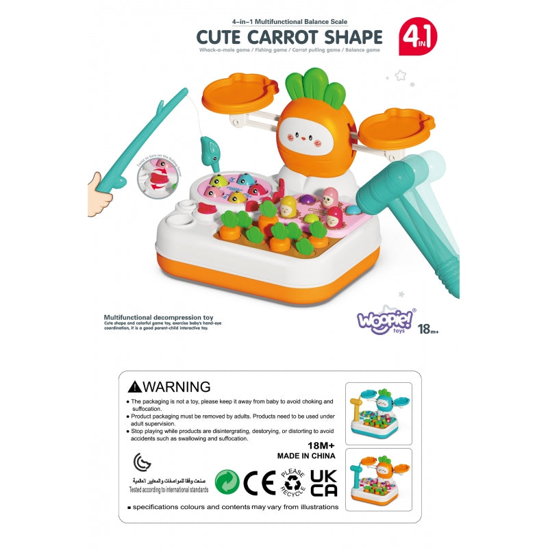 WOOPIE MONTESSORI Game 4in1 Fishing Scale Scale Hit the mole and morötter