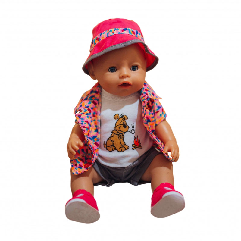 WOOPIE ROYAL Färgglad Hunddocka Kläder Jacka Mössa 43-46 cm