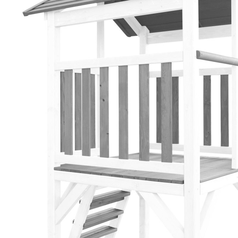 AXI Wooden Playground Grå och Vita Hus-rutschbana med gunga