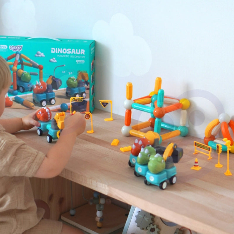 WOOPIE Magnetiska byggstenar Dinosaurier Konstruktion 84 st.