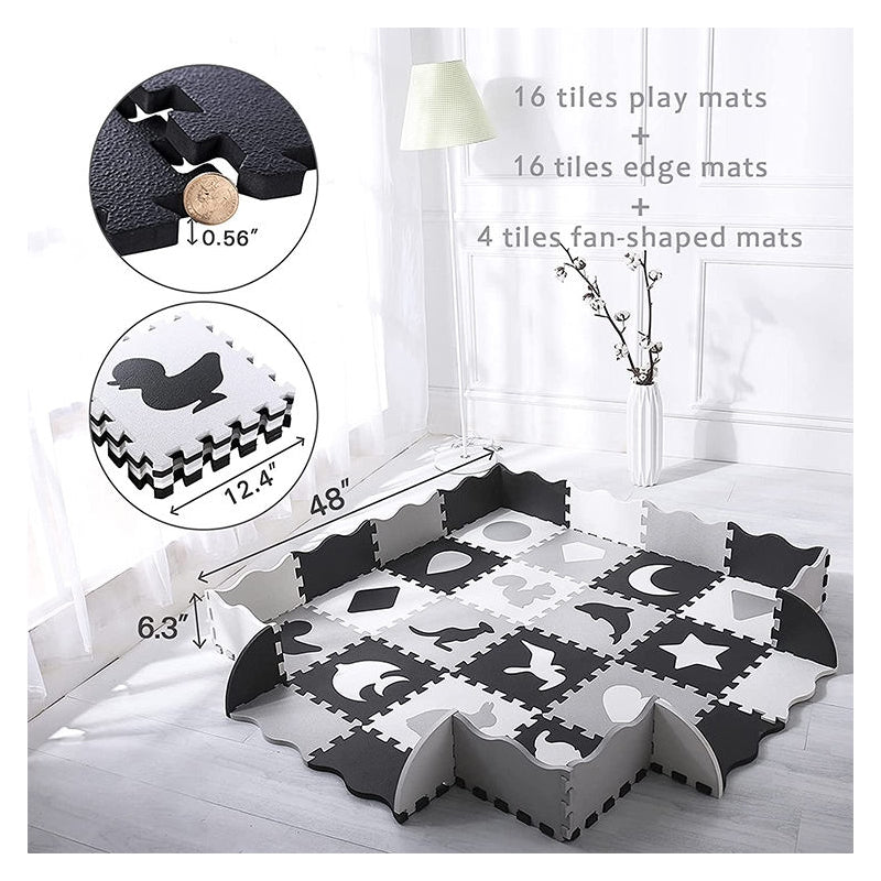 Woopie Baby Contrast Foam Matta med Animals Puzzle lekhage