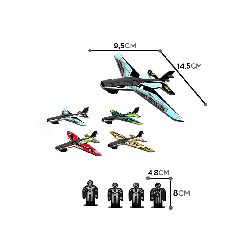 WOOPIE Pistol Aircraft Launcher Automatic + 4 flygplan