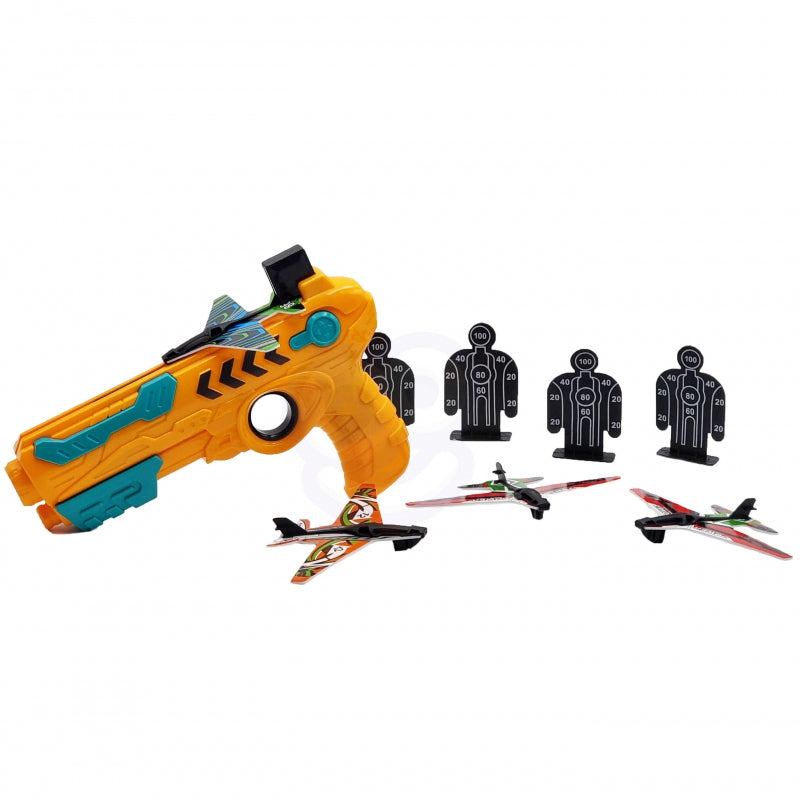 WOOPIE Pistol Aircraft Launcher Automatic + 4 flygplan