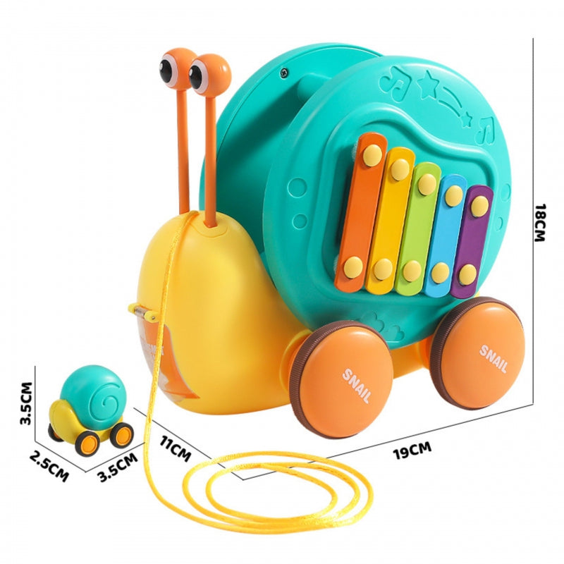 WOOPIE Pulling Snail 4in1 cymbaler Sensory Gears Launcher + liten bil