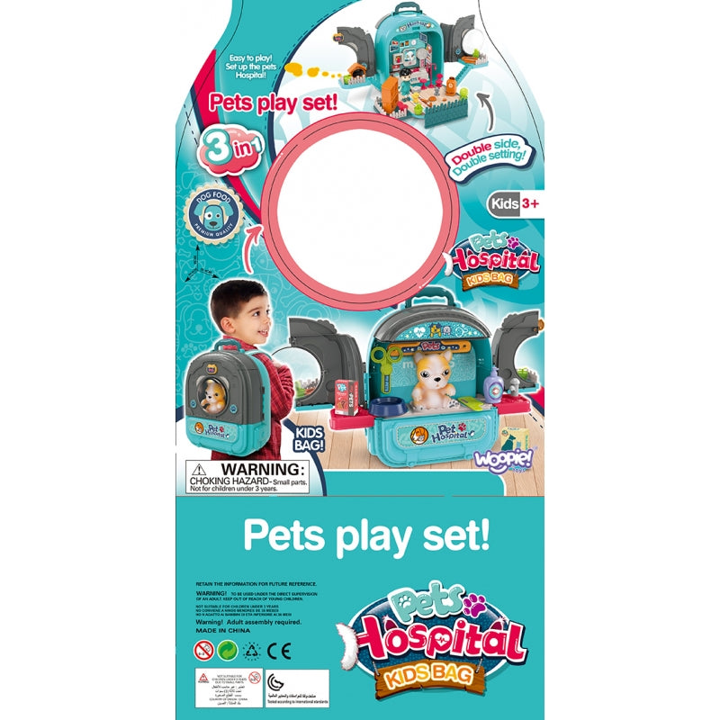 WOOPIE Little Vet Set 3-i-1 hundhus i en ryggsäck