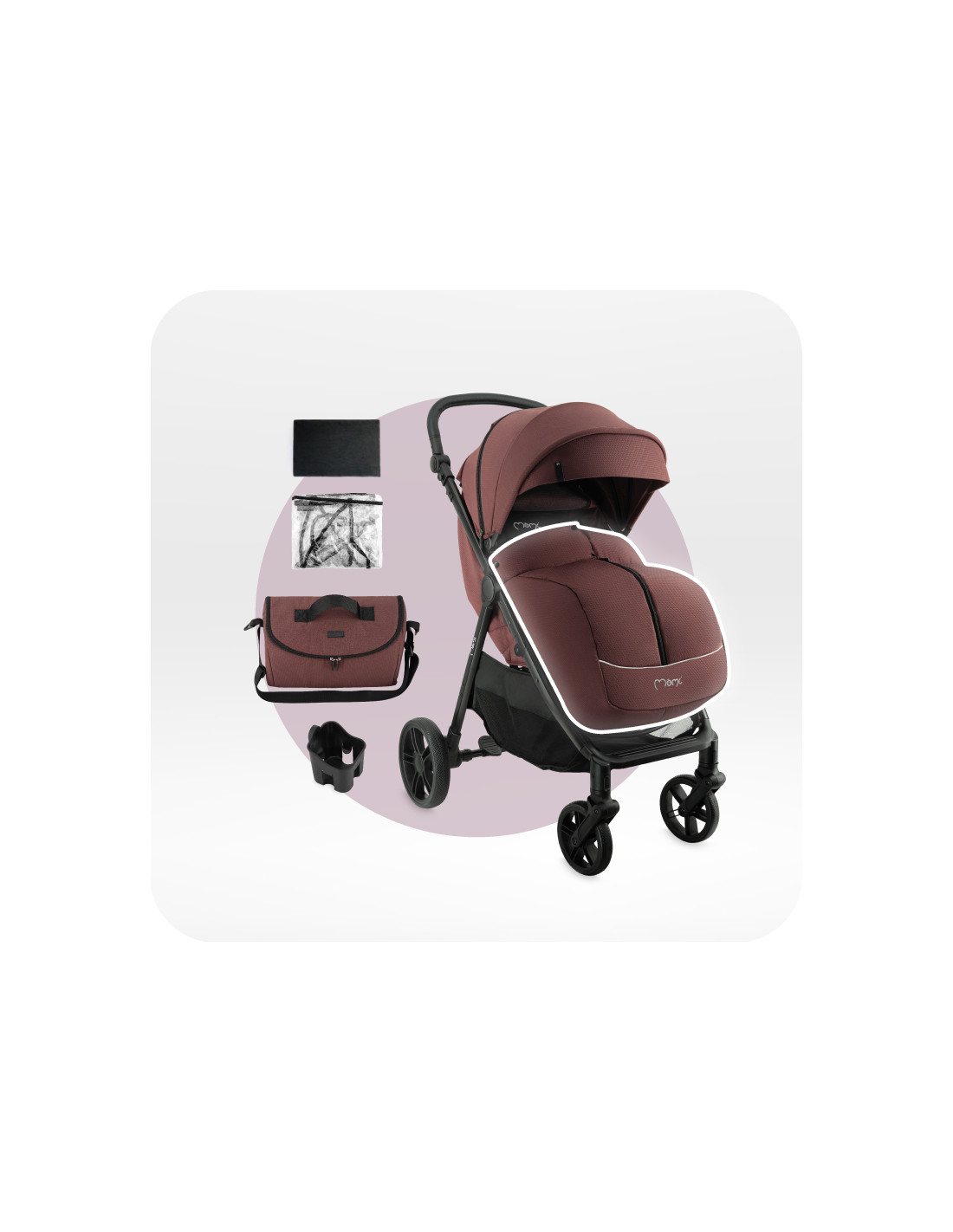 MoMi CLARA Stroller, Burgundy