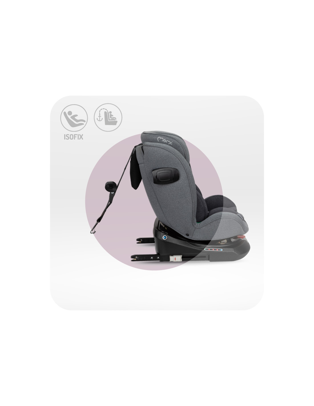 MoMi EMI Bilbarnstol 360° Rotering, Grå