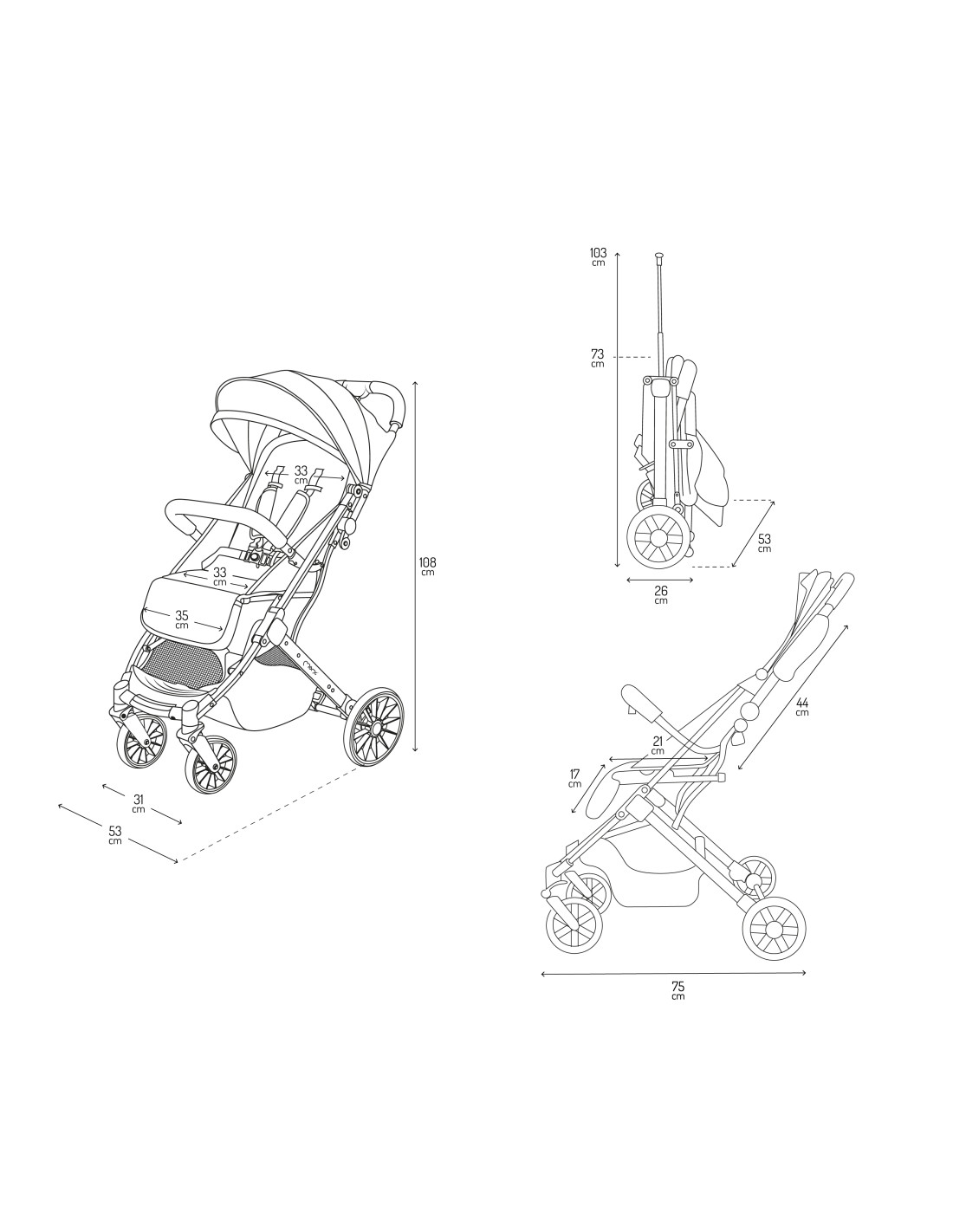 MoMi ESTELLE LIGHT PLUS Pram, Grey