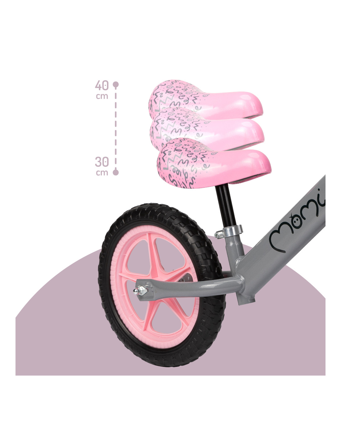 MoMi FLEET Balance Bike, Grey/Pink