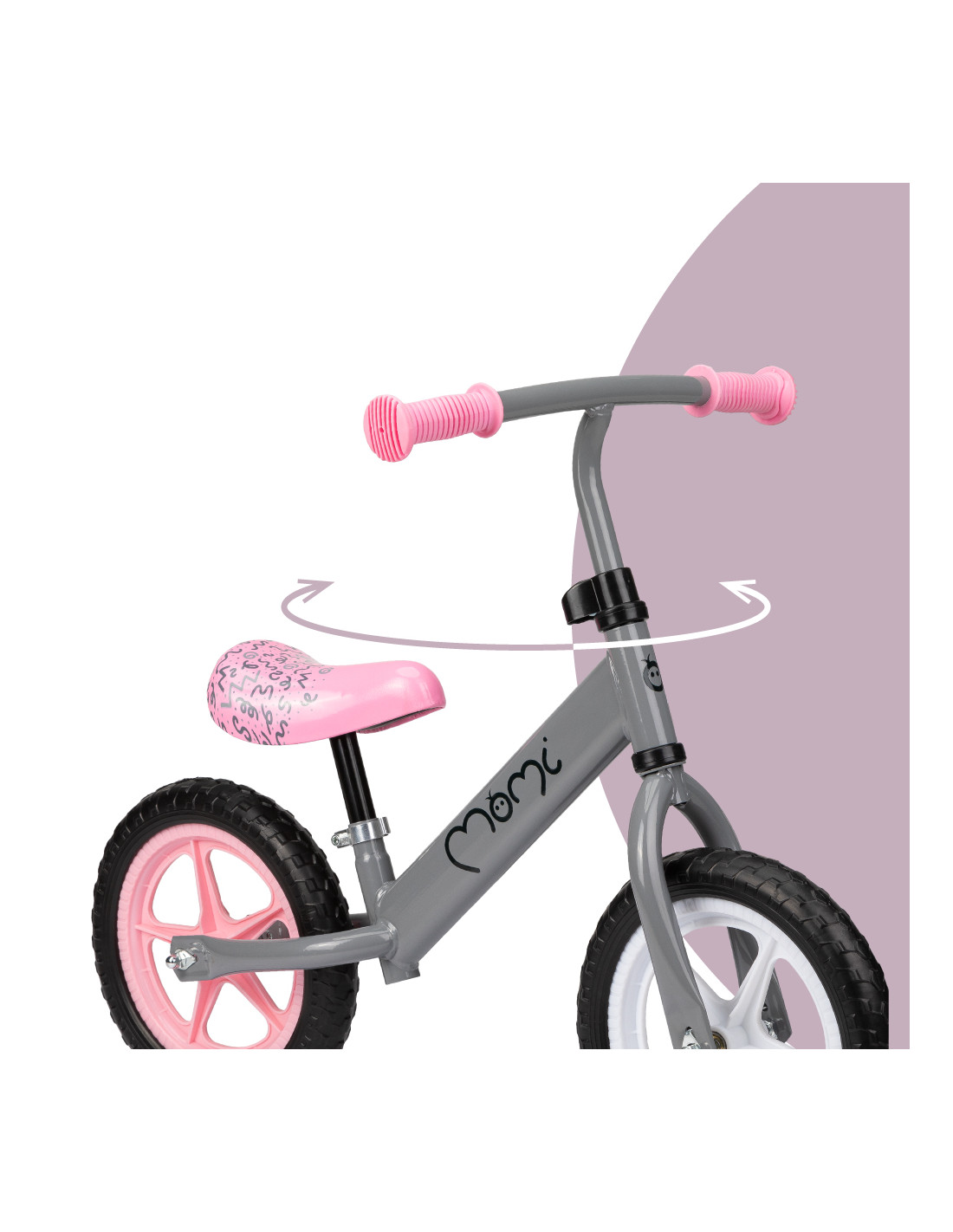 MoMi FLEET Balance Bike, Grey/Pink