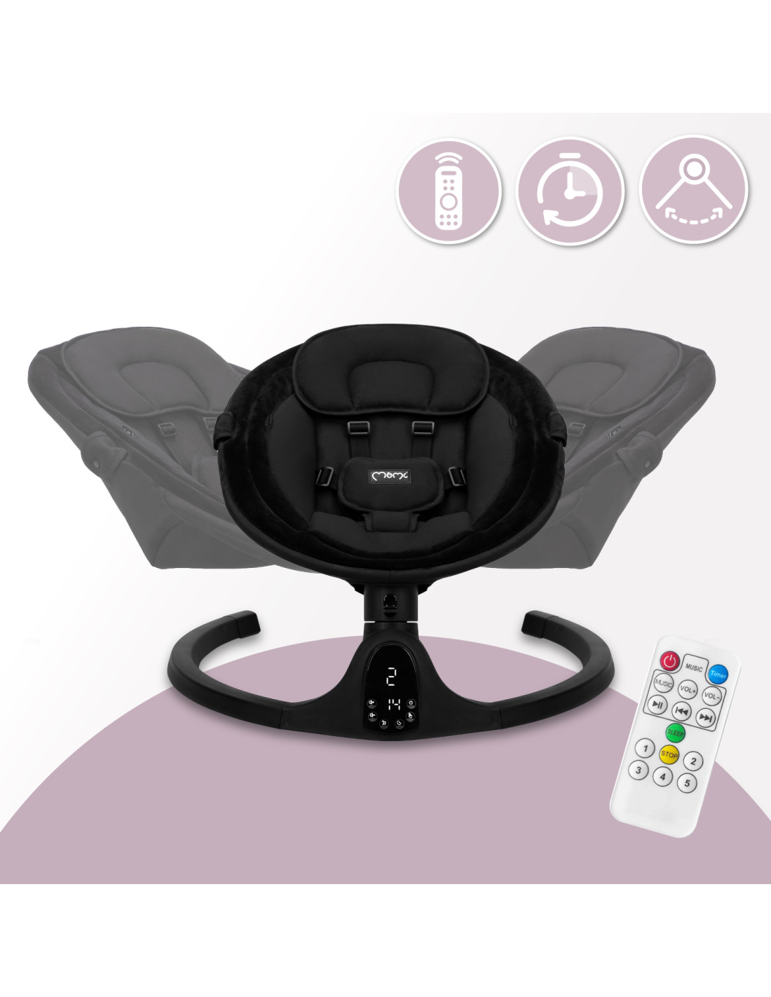 MoMi KENANI ONYX Electric Babysitter With Remote Control, Black