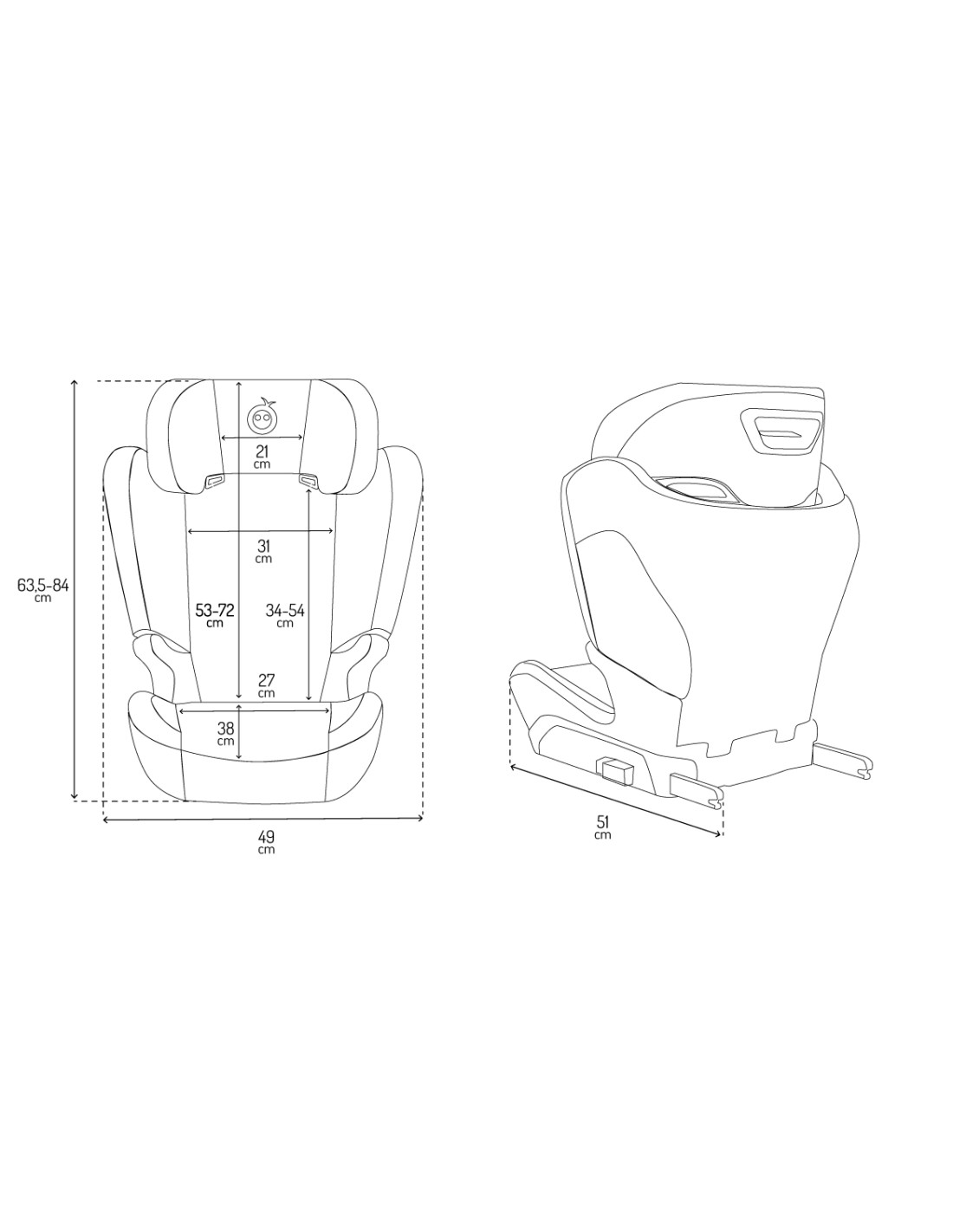Momi MEI Car seat 100-150cm, Black