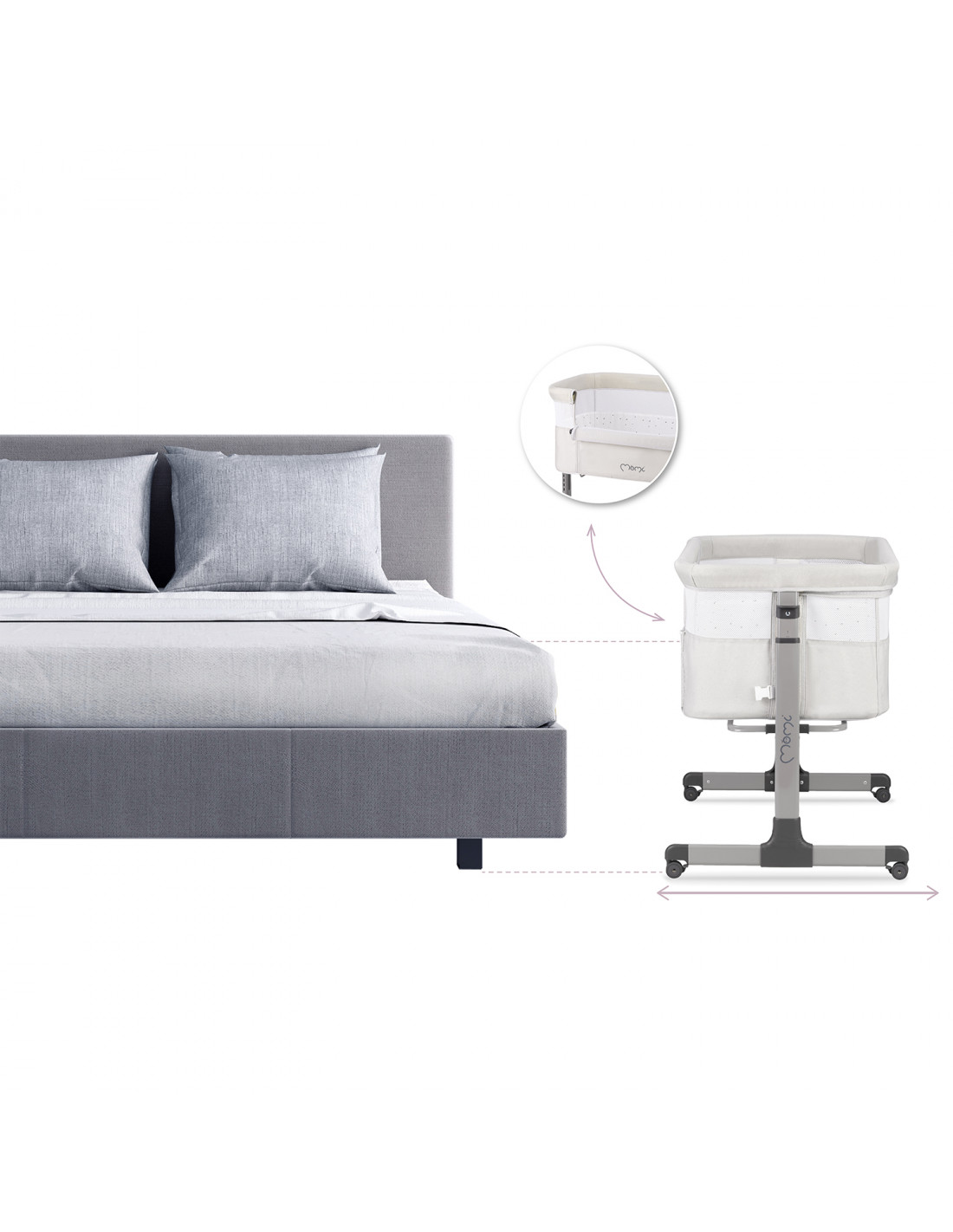 MoMi REVO Travel cot, Light grey